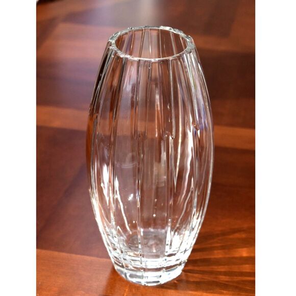 Vintage Spiegelau German Crystal Vase Vertical Panel Cut Lead Crystal Ovoid - Picture 2 of 6